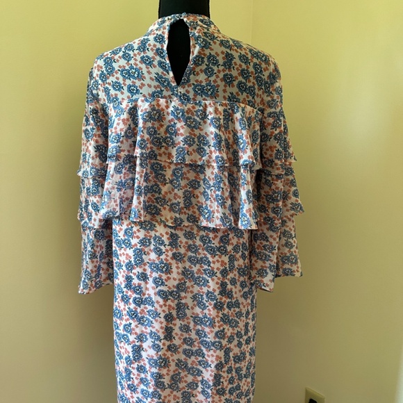 *REBECCA MINKOFF* Pink x Blue Floral Long Sleeve Dress Size Small - Picture 5 of 8